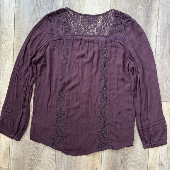 American Eagle Womens Purple Tunic Size L Crochet Lace Boho Fairy Sheer Flowy - Picture 5 of 13